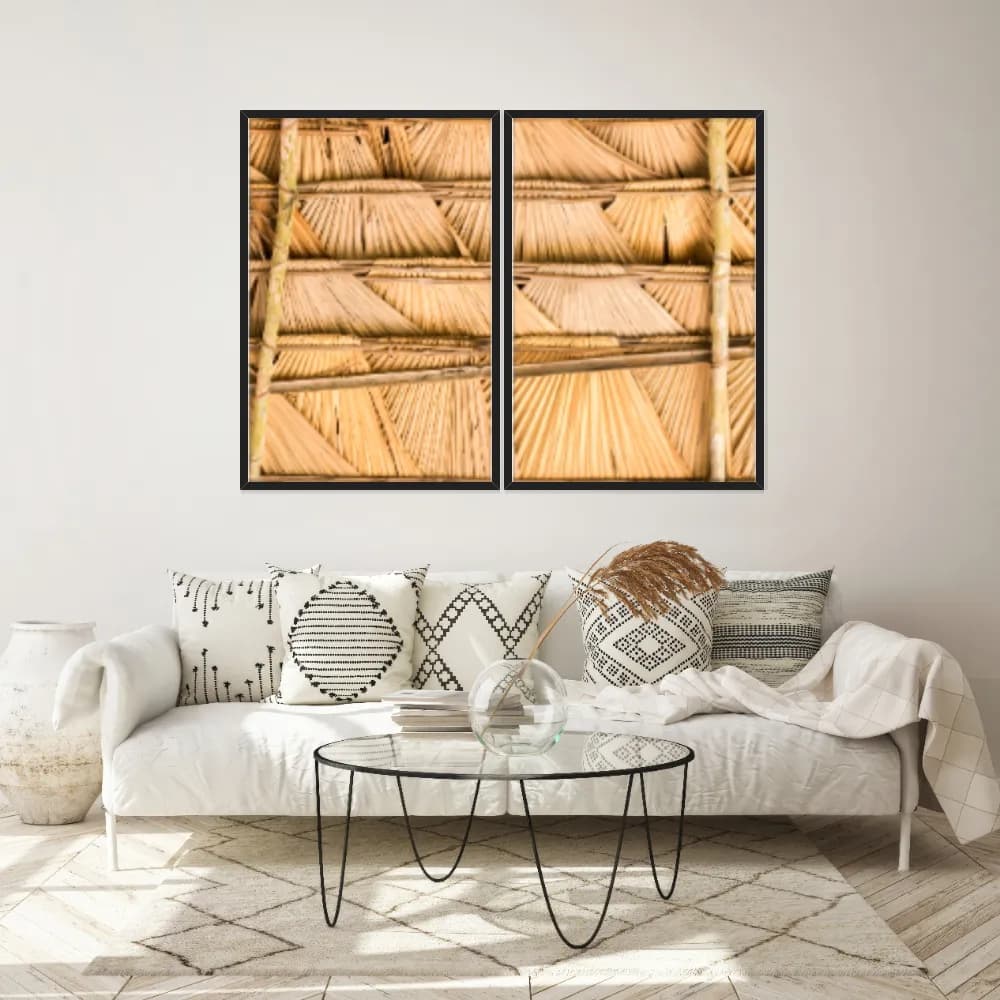 Kit Quadros Decorativos Madeira De Bambu