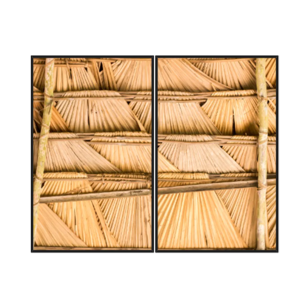 Kit Quadros Decorativos Madeira De Bambu