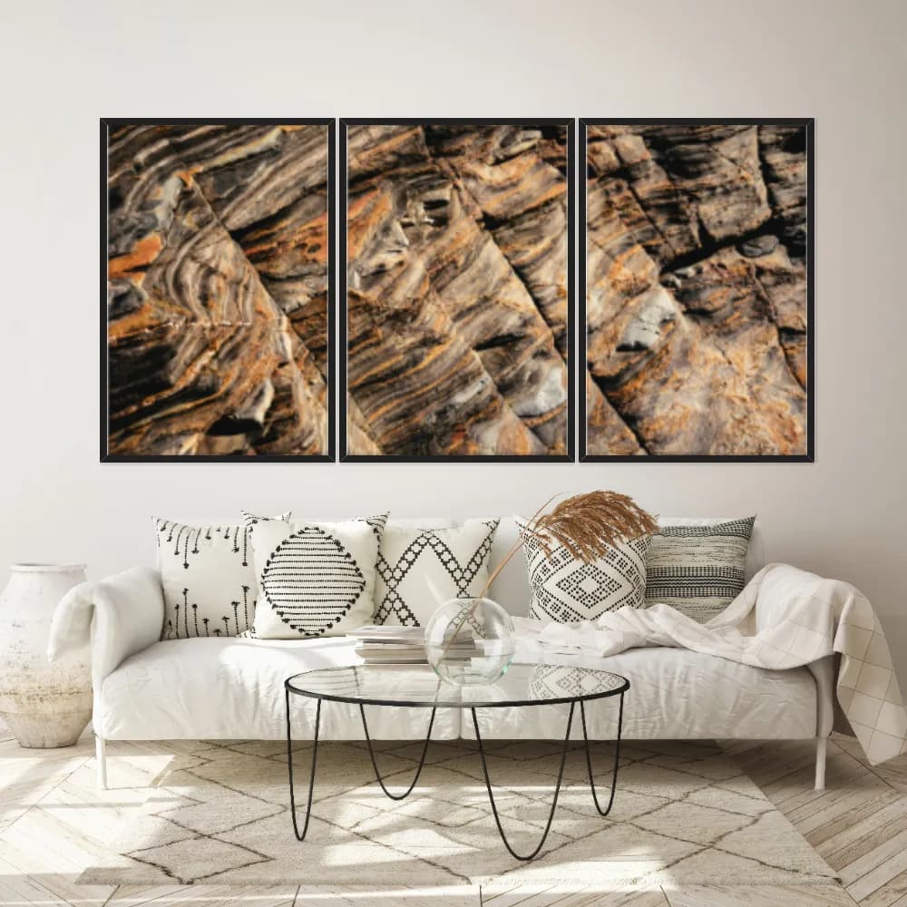 Kit Quadros Decorativos Pedra Marrom