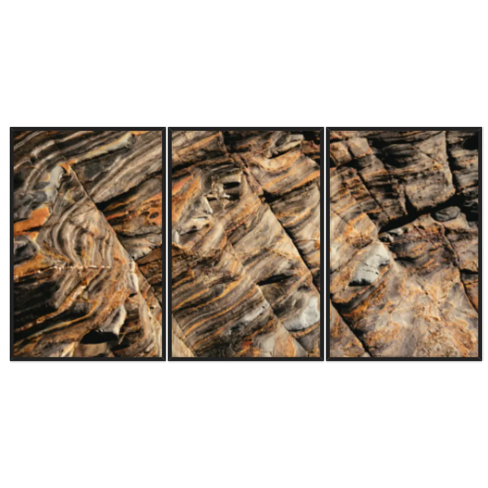 Kit Quadros Decorativos Pedra Marrom