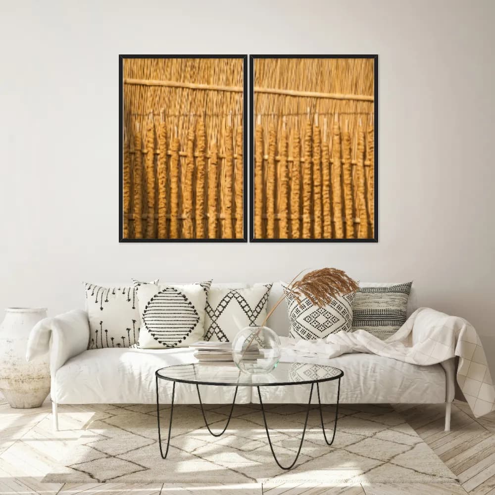 Kit Quadros Decorativos Madeira De Bambu
