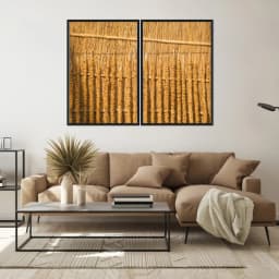 Kit Quadros Decorativos Madeira De Bambu