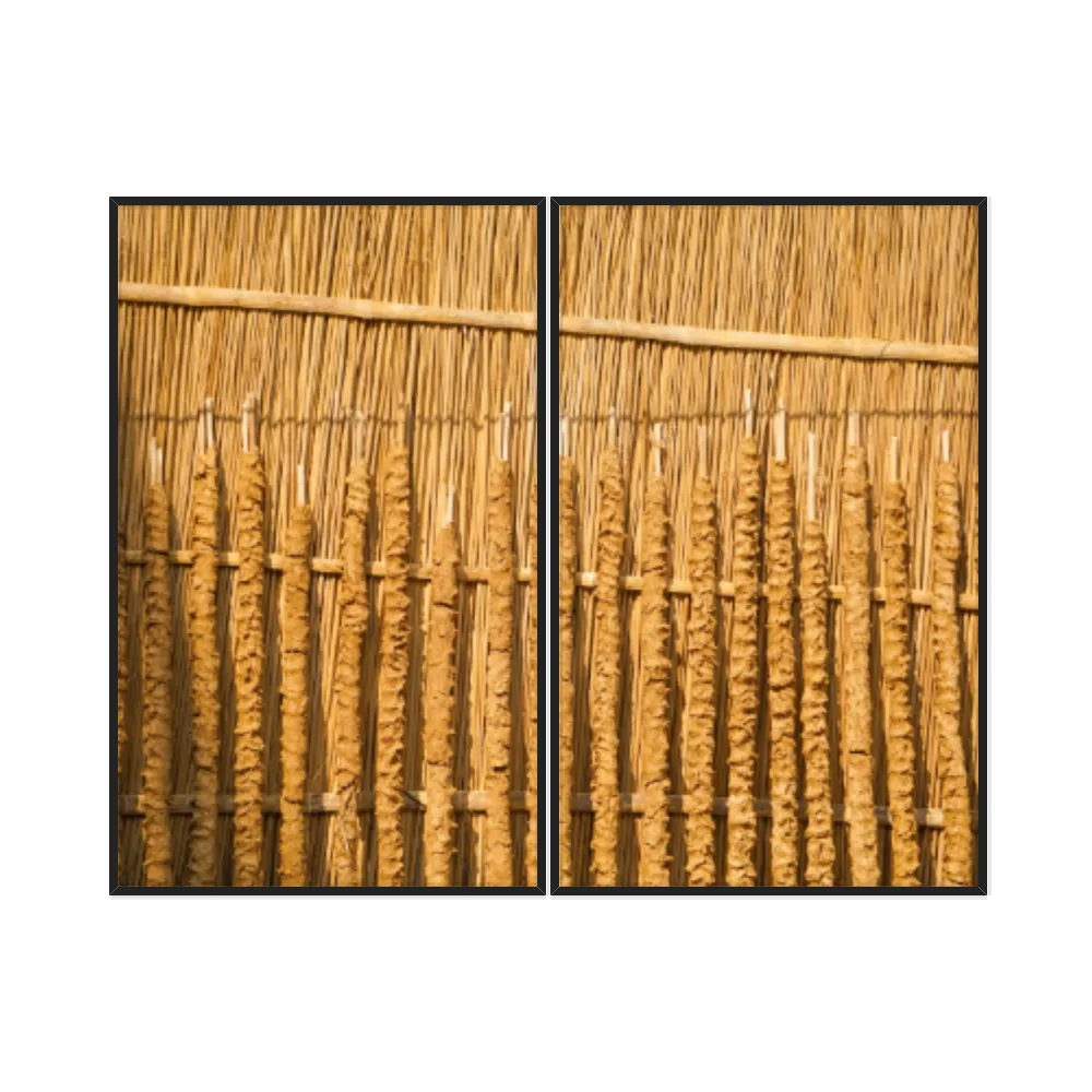 Kit Quadros Decorativos Madeira De Bambu