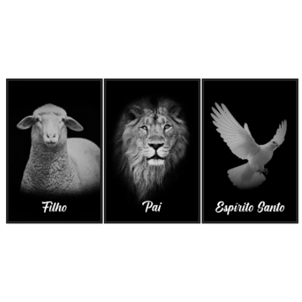 Kit Quadros Decorativos Religioso De Animais