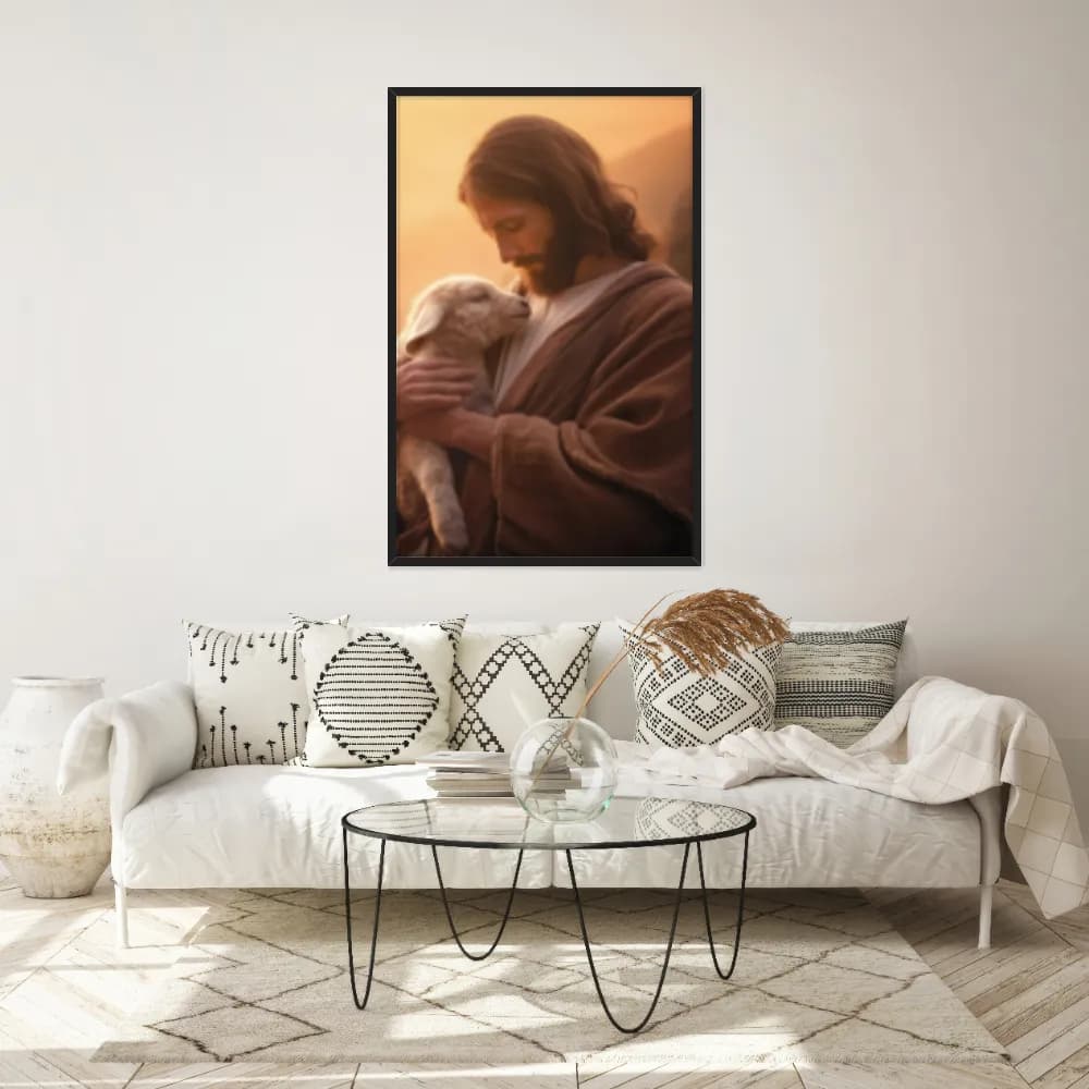 Quadro Decorativo Jesus E Ovelha