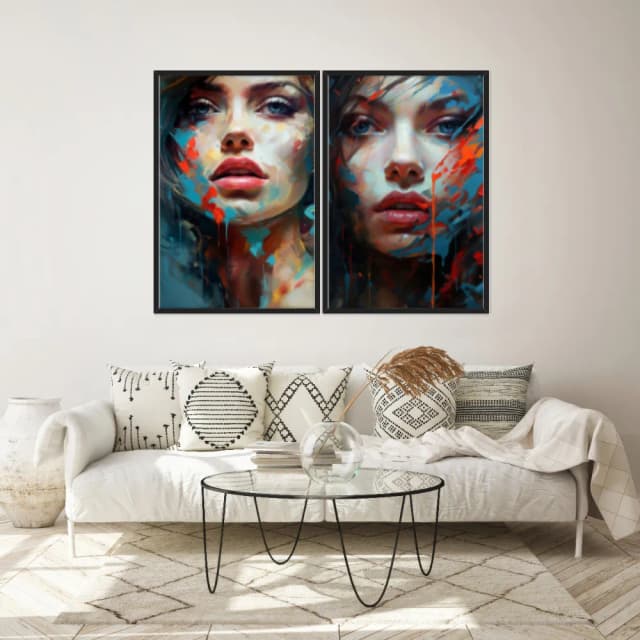 Kit Quadros Decorativos Mulher Abstrata