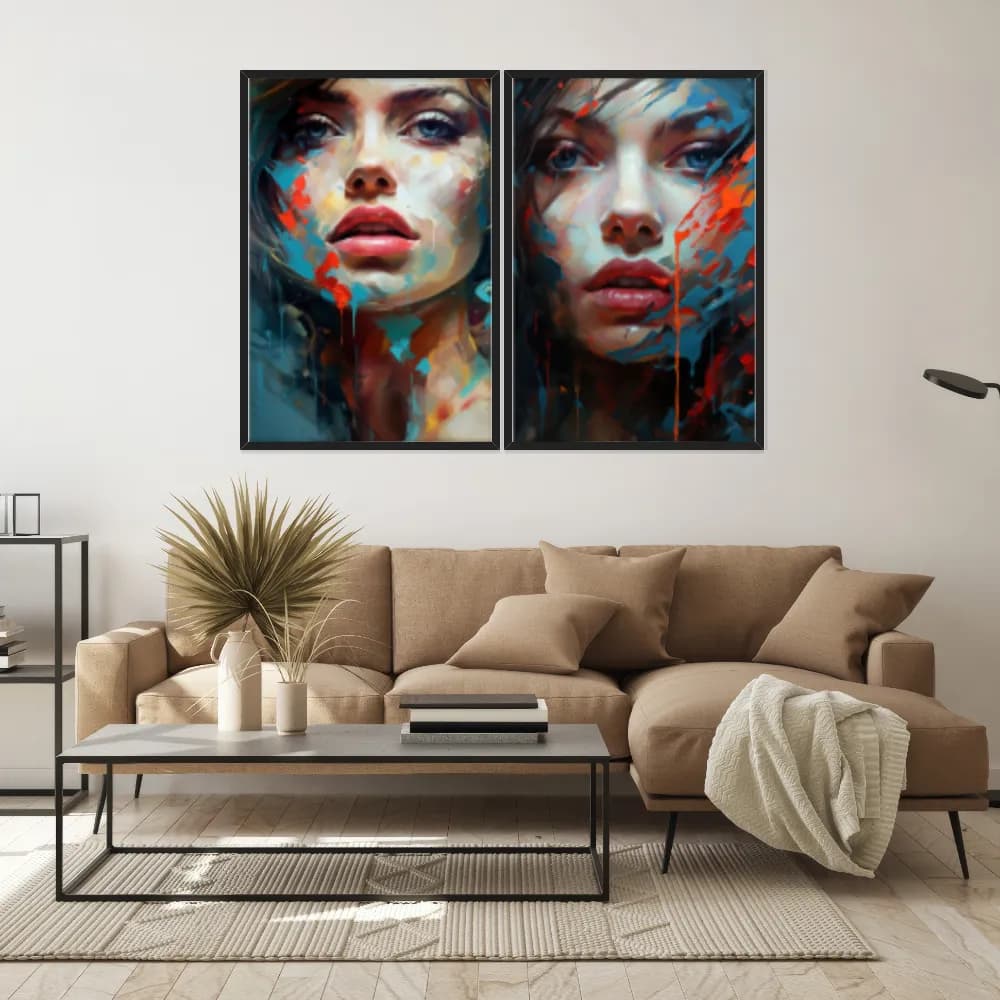 Kit Quadros Decorativos Mulher Abstrata