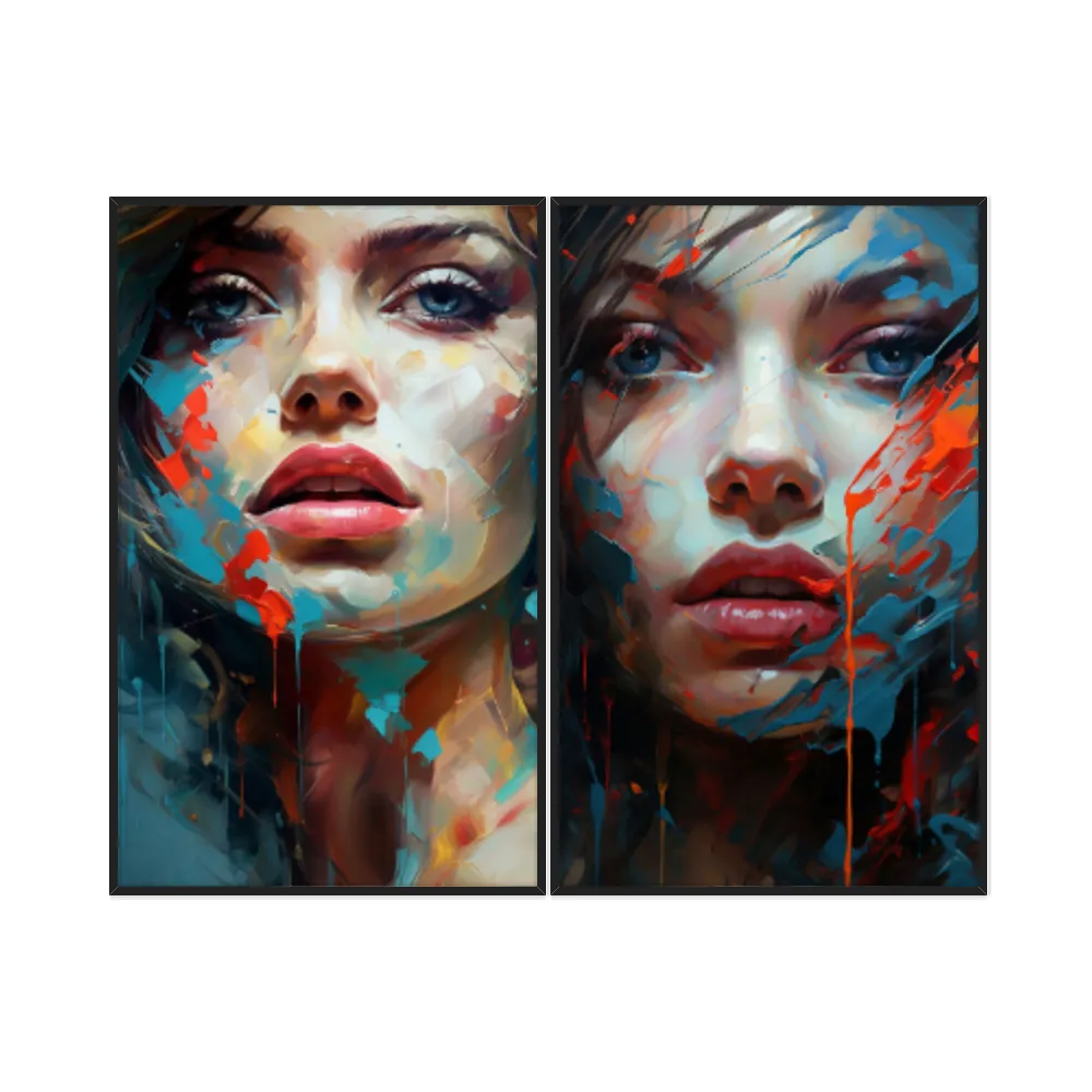 Kit Quadros Decorativos Mulher Abstrata