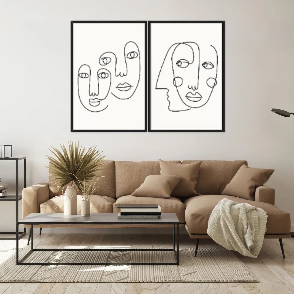 Kit Quadros Decorativos Rosto Minimalista