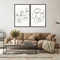 Kit Quadros Decorativos Rosto Minimalista