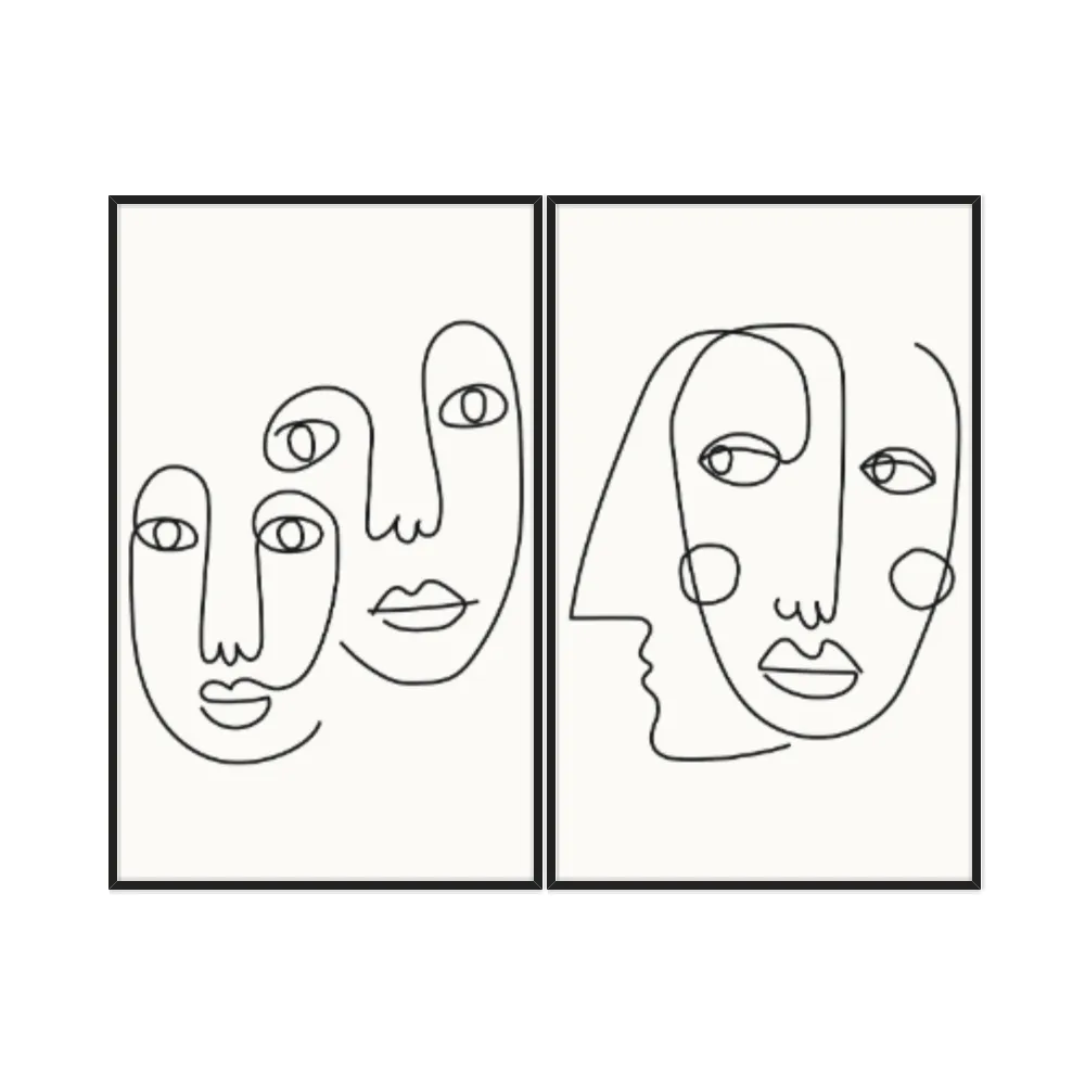 Kit Quadros Decorativos Rosto Minimalista