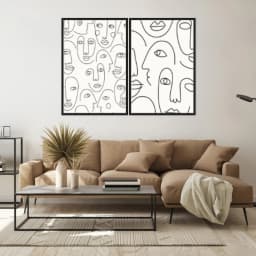Kit Quadros Decorativos Rosto Minimalista