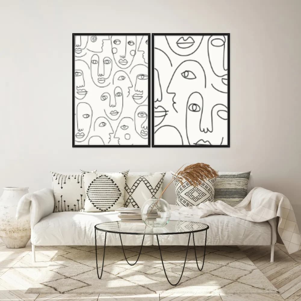 Kit Quadros Decorativos Rosto Minimalista