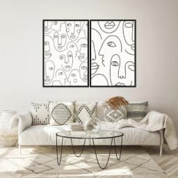 Kit Quadros Decorativos Rosto Minimalista
