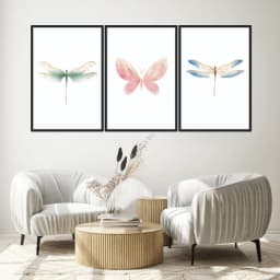 Kit Quadros Decorativos Borboleta E Libélulas
