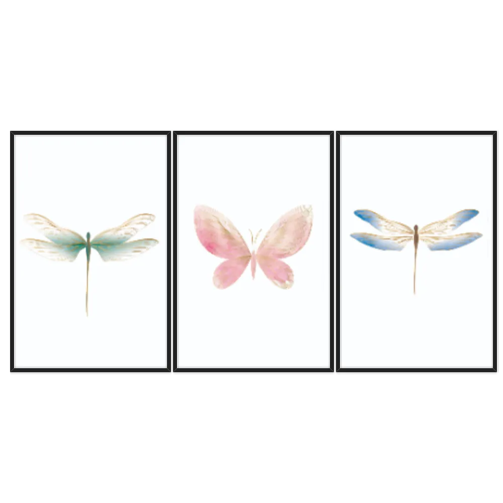Kit Quadros Decorativos Borboleta E Libélulas