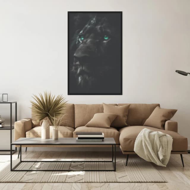 Quadro Decorativo Leão Em Preto