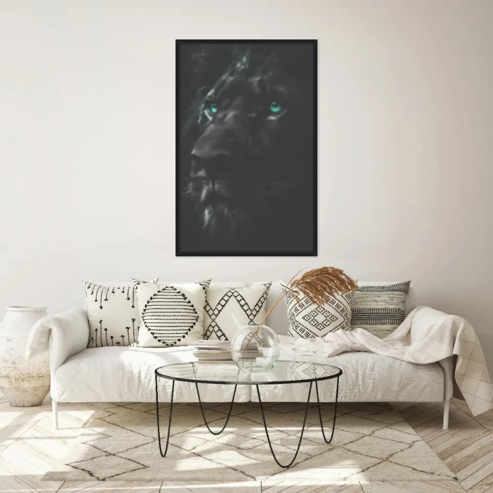 Quadro Decorativo Leão Em Preto