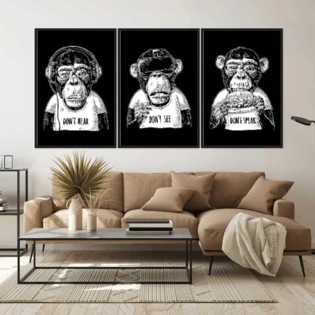 Kit Quadros Decorativos Macaco