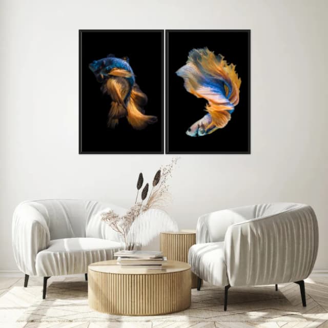 Kit Quadros Decorativos Peixe Azul