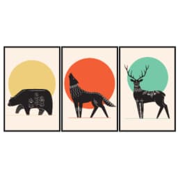 Kit Quadros Decorativos Animais Abstratos