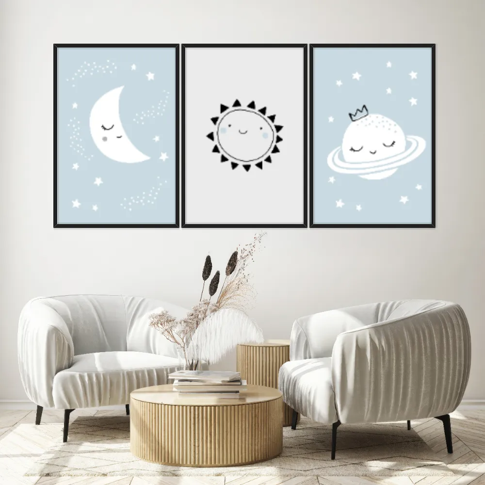 Kit Quadros Decorativos Lua E Planeta