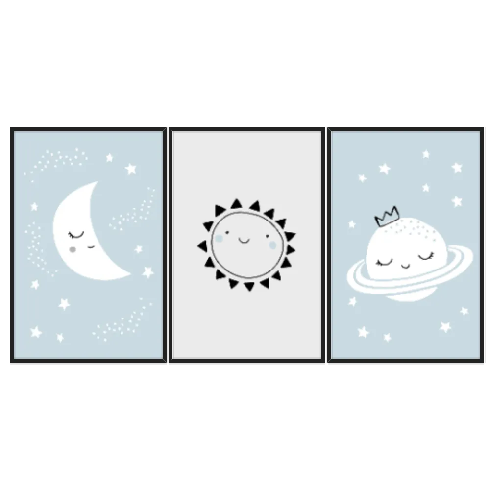 Kit Quadros Decorativos Lua E Planeta