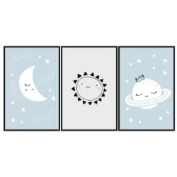Kit Quadros Decorativos Lua E Planeta