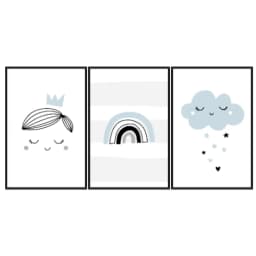 Kit Quadros Decorativos Nuvem E Arco Íris