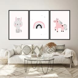 Kit Quadros Decorativos Coelho E Unicórnio