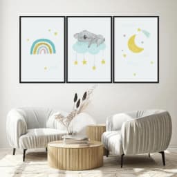 Kit Quadros Decorativos Preguiça E Arco Íris
