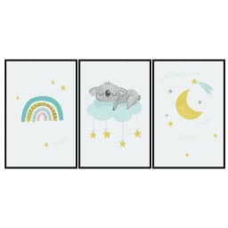 Kit Quadros Decorativos Preguiça E Arco Íris