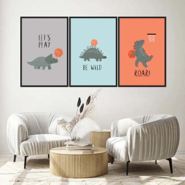 Kit Quadros Decorativos Dinossauro