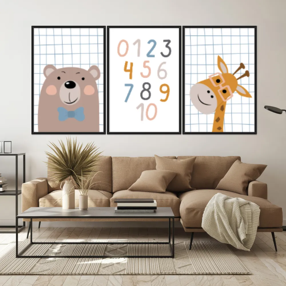 Kit Quadros Decorativos Urso E Girafa