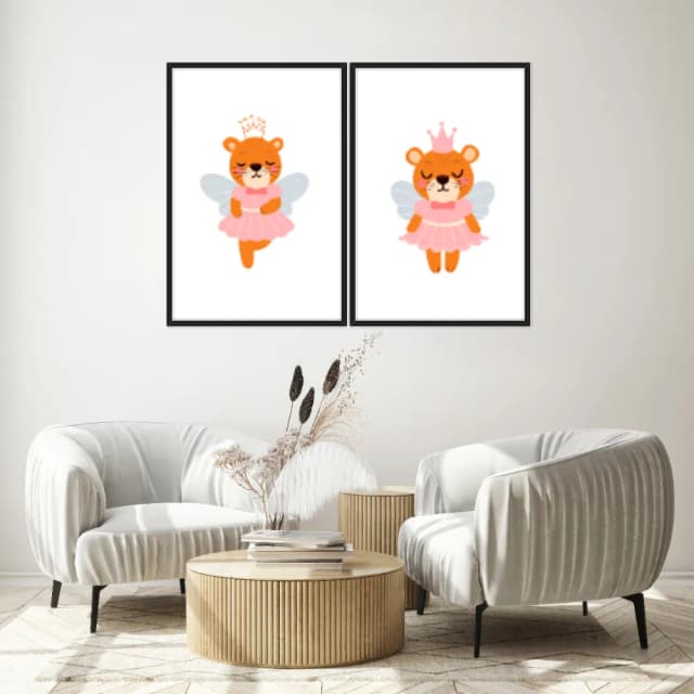 Kit Quadros Decorativos Ursas Fadinhas