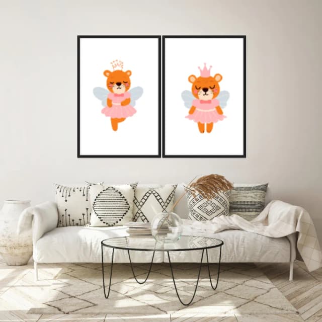 Kit Quadros Decorativos Ursas Fadinhas