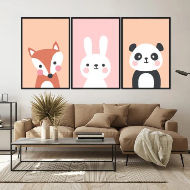 Kit Quadros Decorativos Animais Fofos