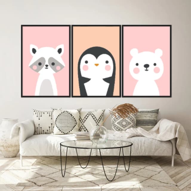 Kit Quadros Decorativos Animais Fofos