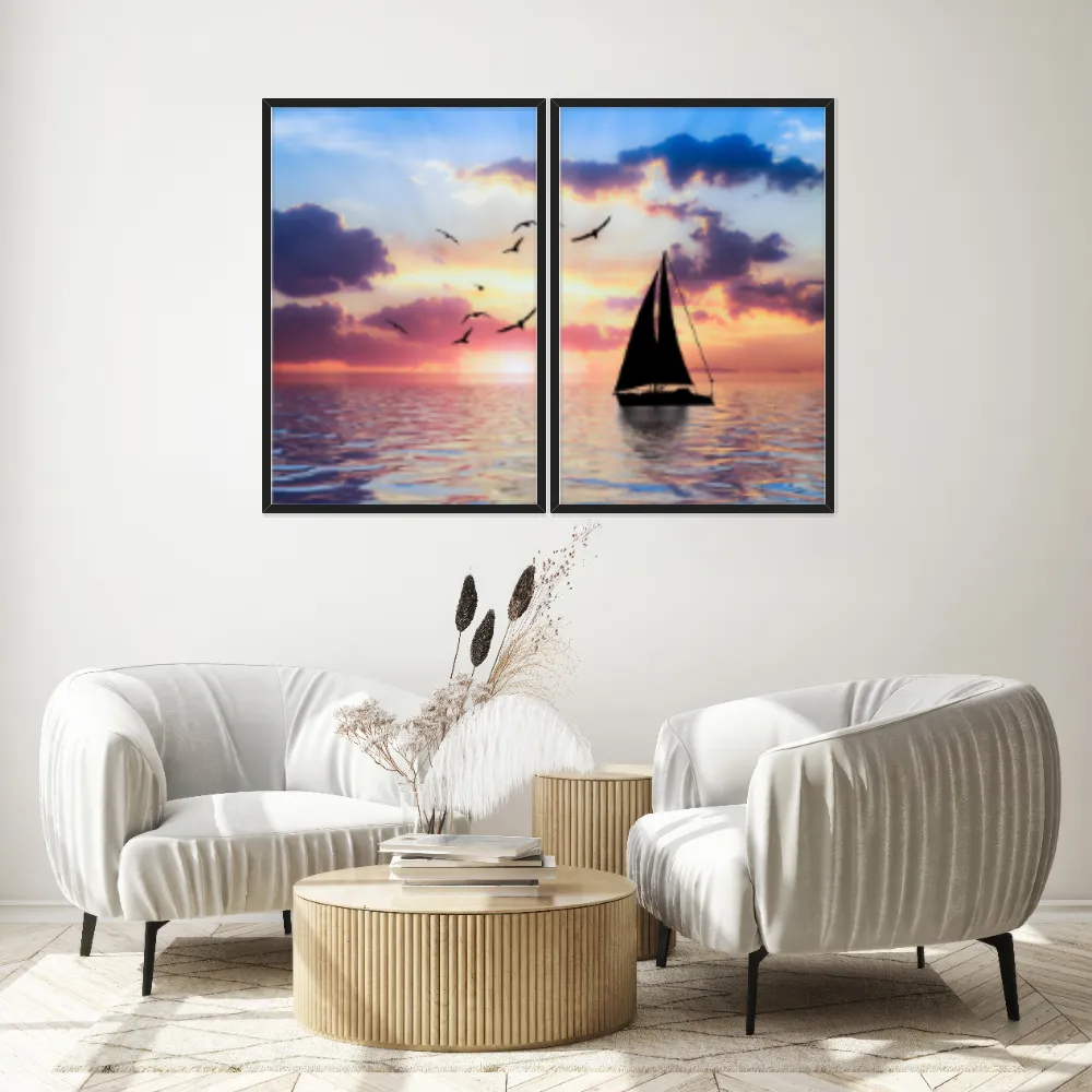 Kit Quadros Decorativos Pôr Do Sol