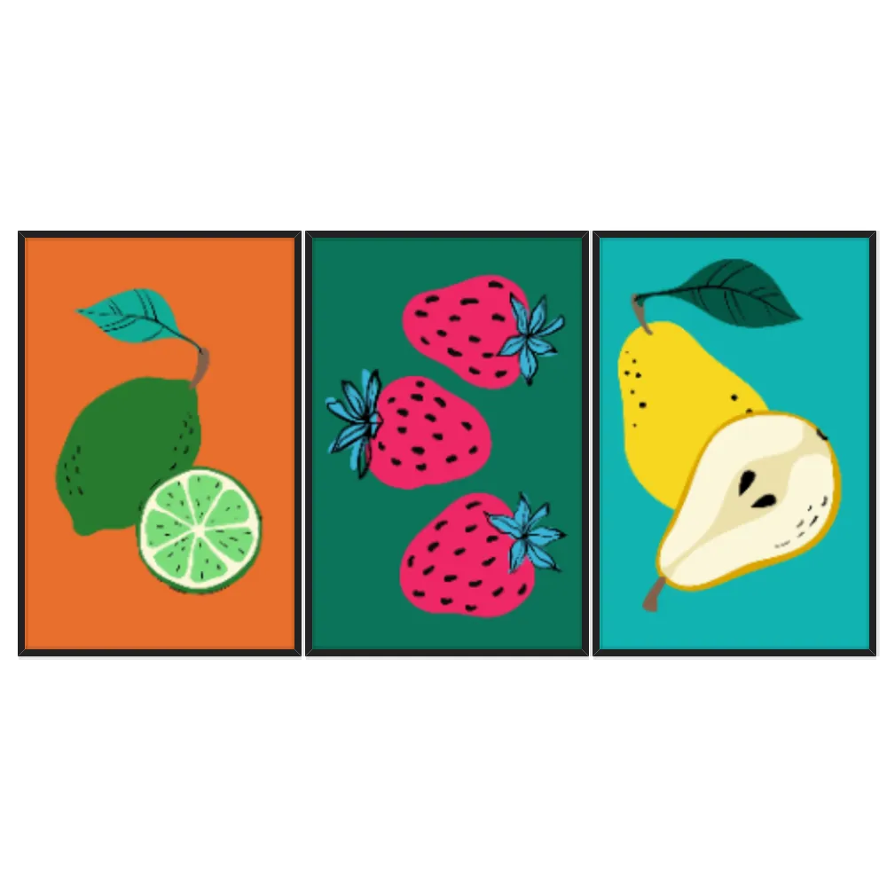 Kit Quadros Decorativos Frutas