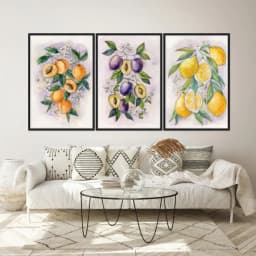 Kit Quadros Decorativos Frutas