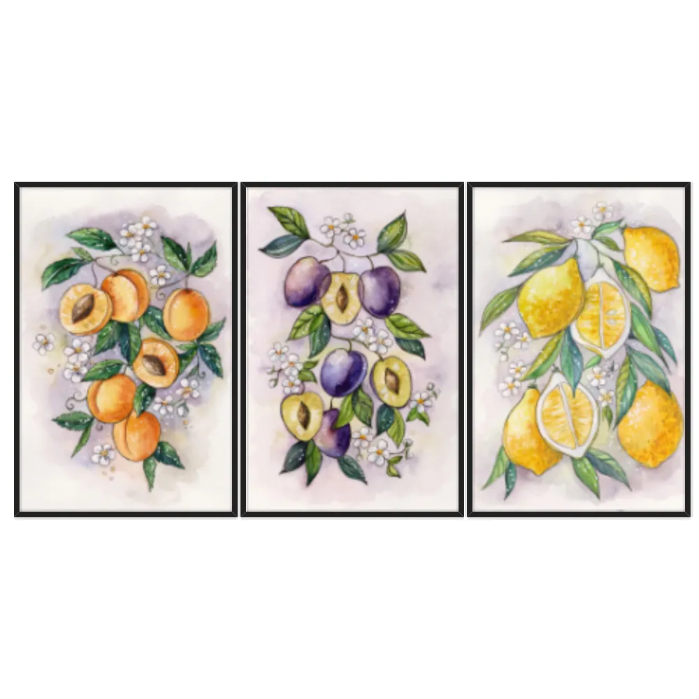 Kit Quadros Decorativos Frutas