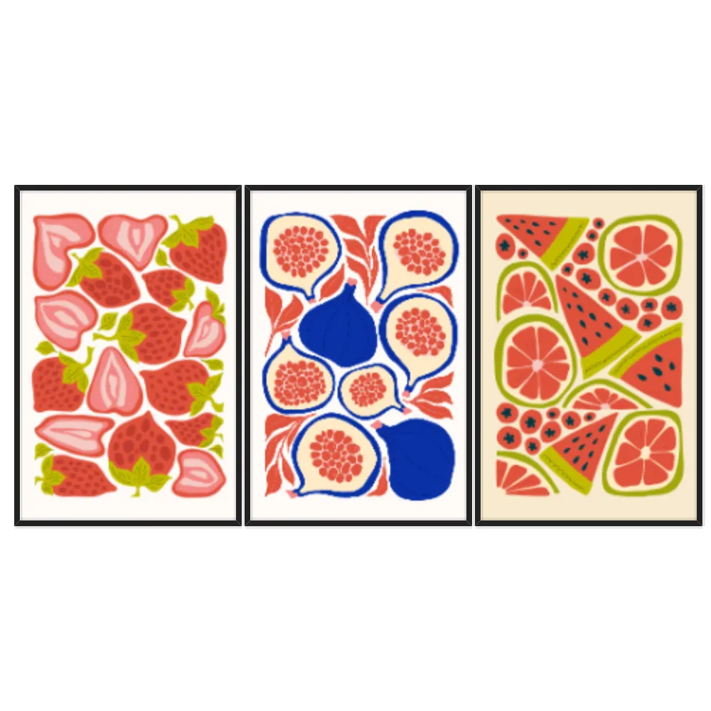 Kit Quadros Decorativos Frutas