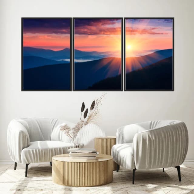 Kit Quadros Decorativos Pôr Do Sol