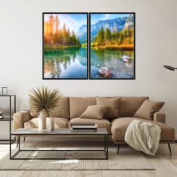Kit Quadros Decorativos Lago E Montanha