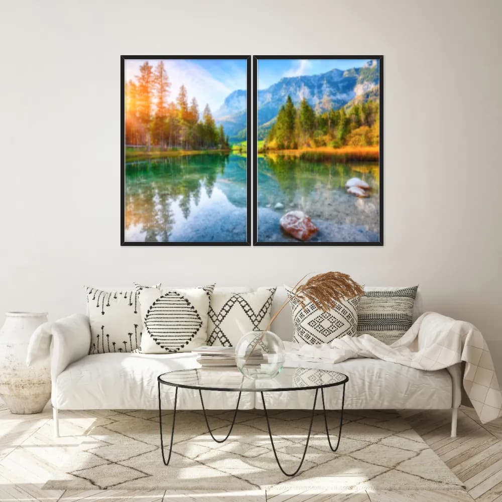 Kit Quadros Decorativos Lago E Montanha
