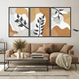 Kit Quadros Decorativos Planta Abstrata