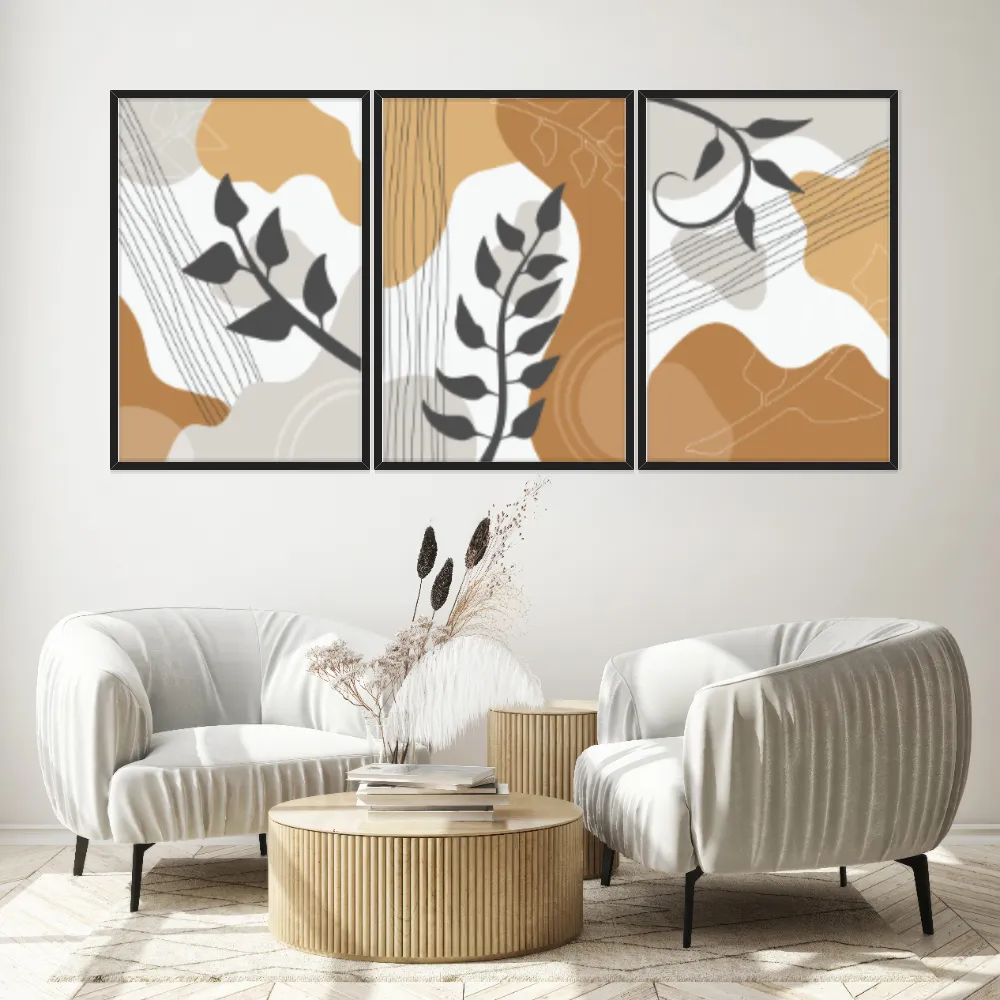 Kit Quadros Decorativos Planta Abstrata