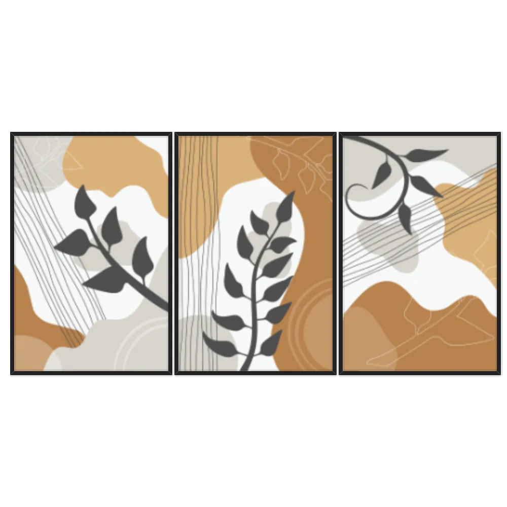 Kit Quadros Decorativos Planta Abstrata