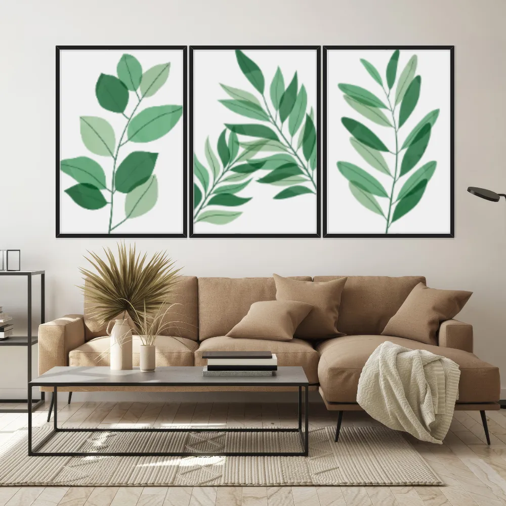 Kit Quadros Decorativos Planta Abstrata